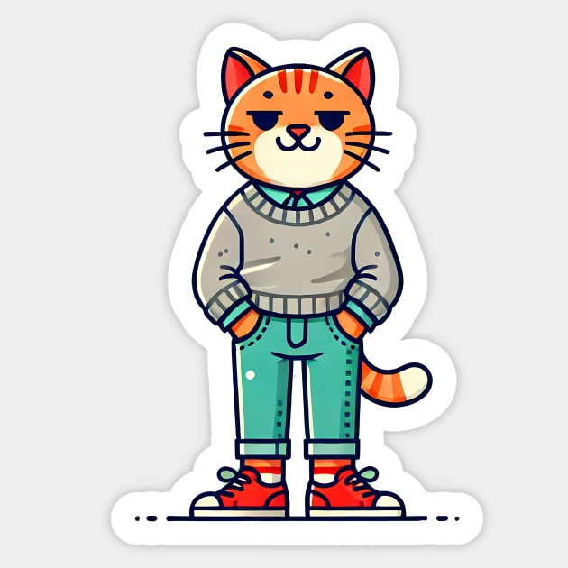 Funny Chilled Cat, Love Cats Sticker by logiamerch